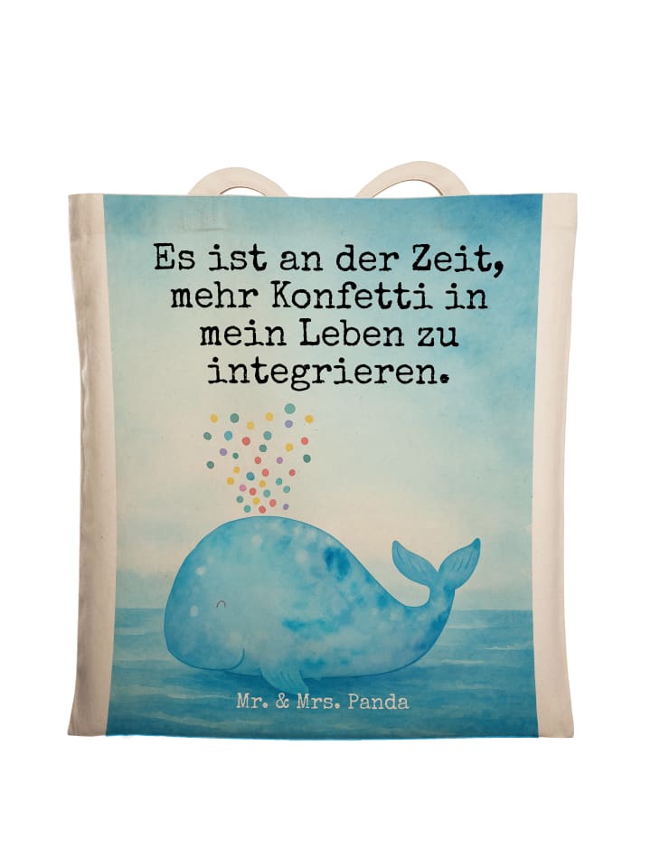 

Mr. & Mrs. Panda Сумка-шоппер с рисунком кита и надписью белого цвета