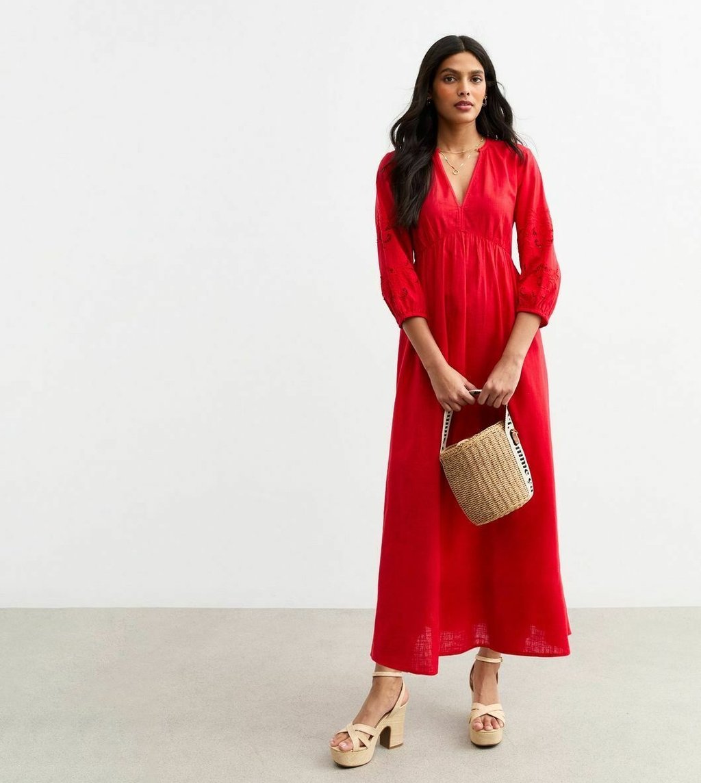 

Повседневное платье SLEEVE SMOCK MIDI New Look, красный