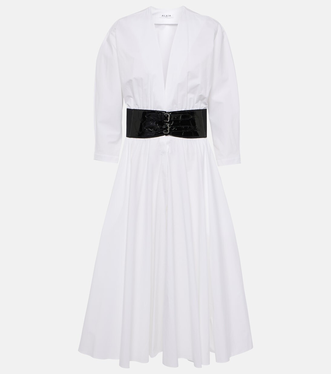 

Хлопковое платье миди Alaïa, белый
