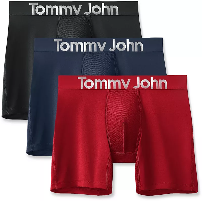 

Мужские трусы-боксеры Tommy John 360 Sport Micro — набор из 3 штук, цвет Black/Dress Blues/Red