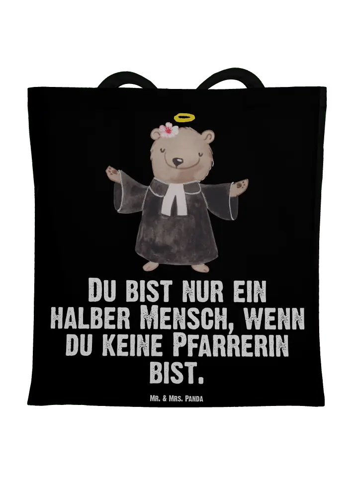 

Сумка для переноски Mr & Mrs Panda Pfarrerin Herz, черный