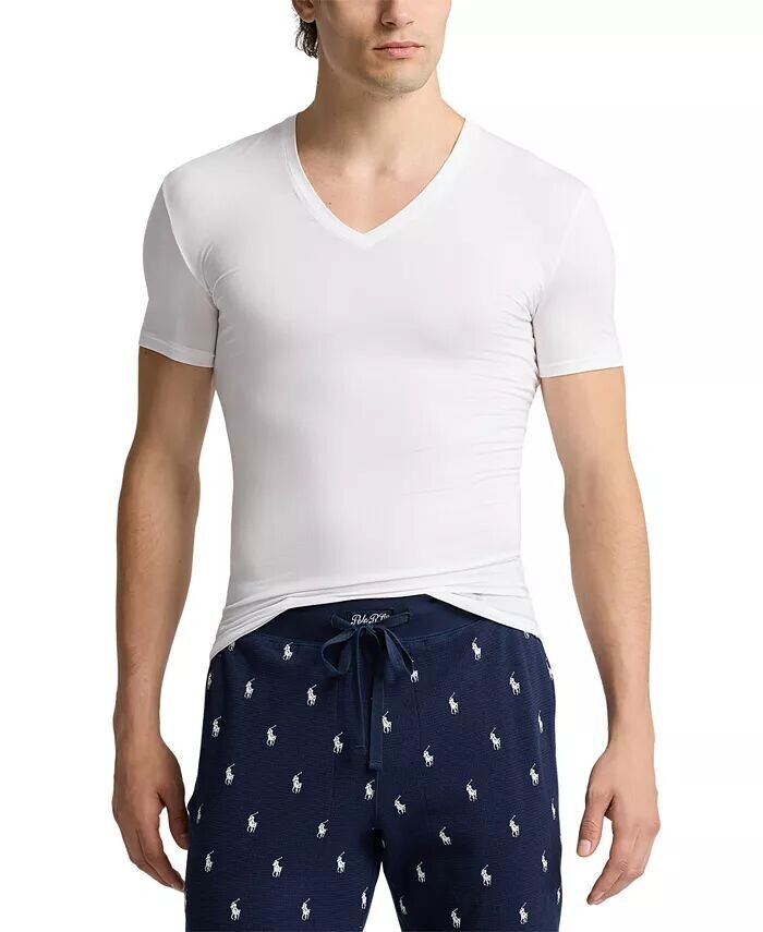 Мужские футболки Perfect Flex с V-образным вырезом, комплект из 2 шт Polo Ralph Lauren, белый — фото 2