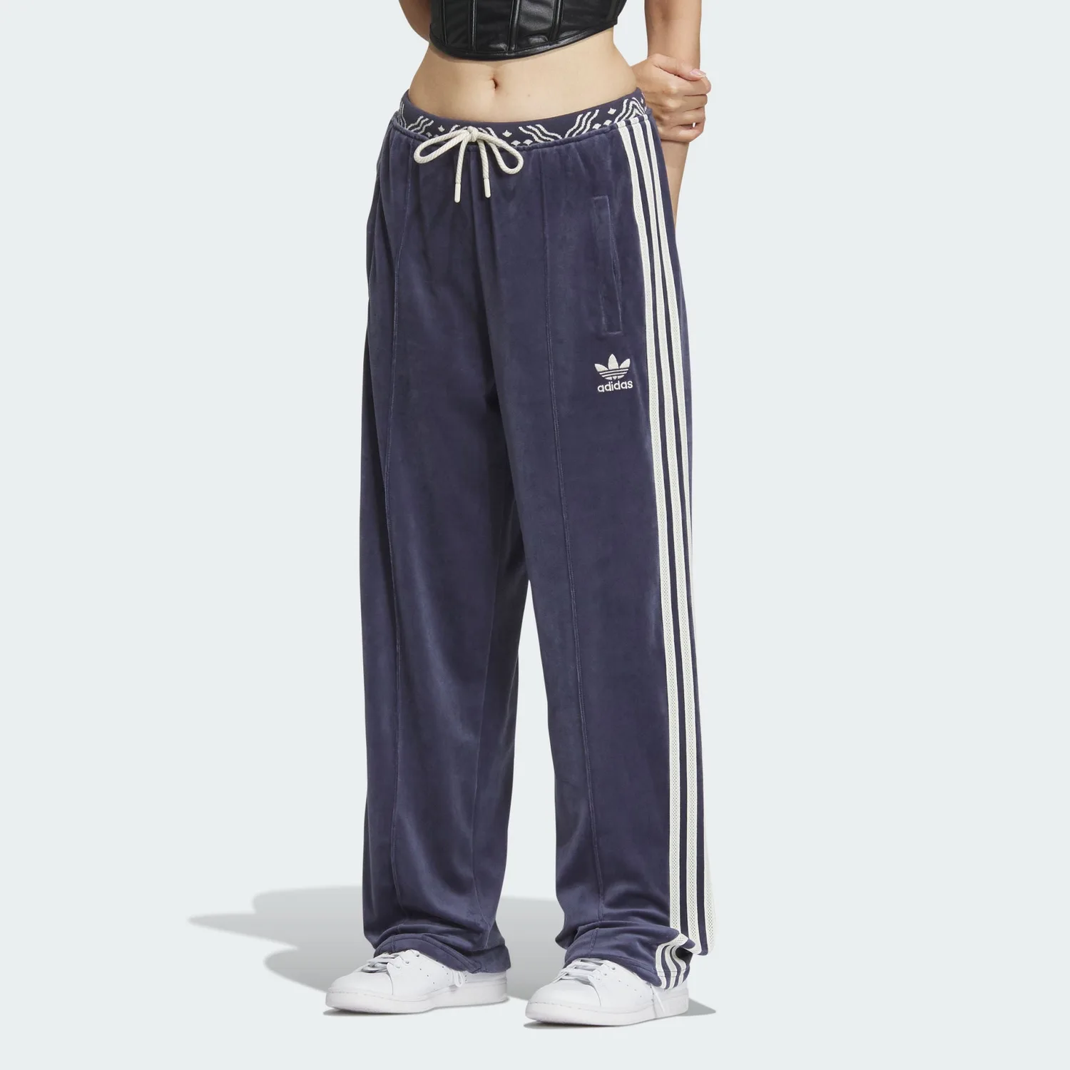 Adidas Originals VELOUR SST вязаные спортивные штаны женские темно-синие — фото 3