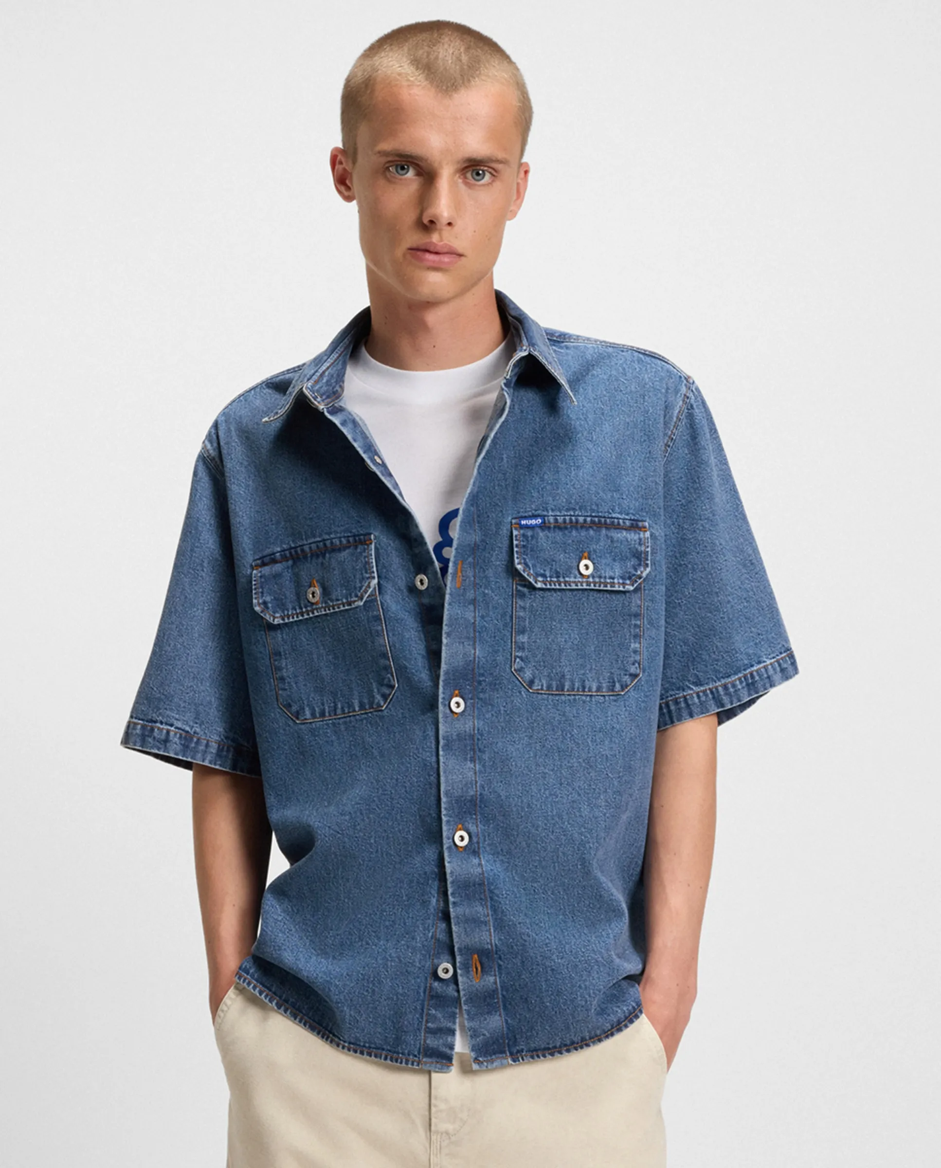 

Мужская рубашка с длинным рукавом Hugo, синий