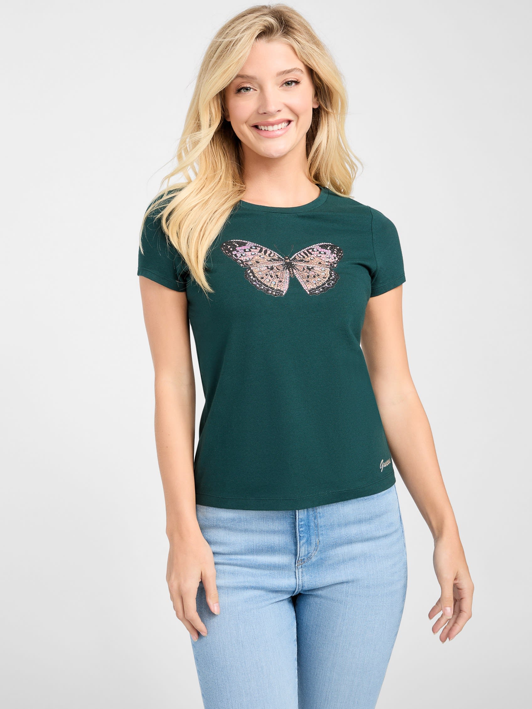 

Футболка с бабочкой Eco Tullia Guess Factory, цвет dark jade