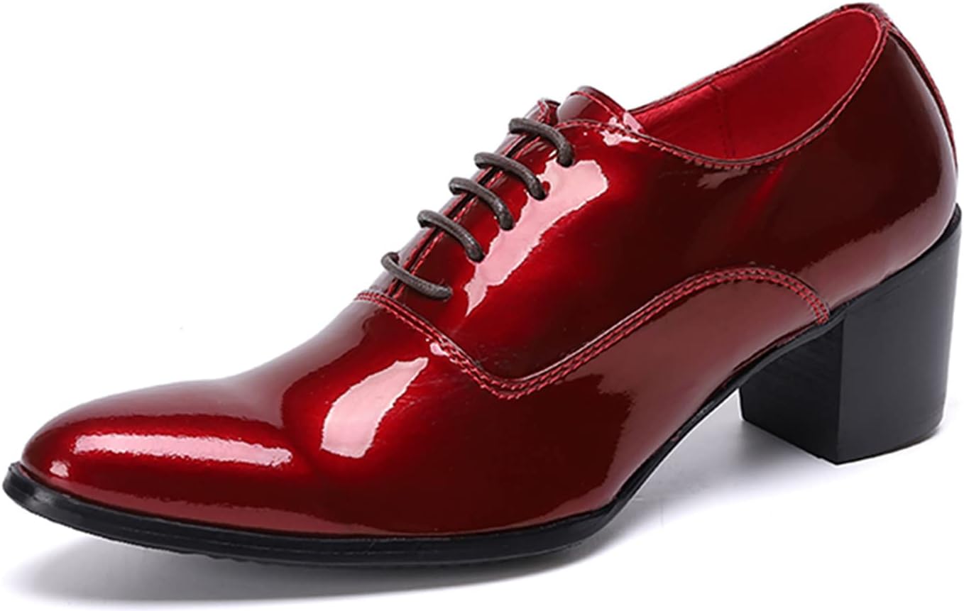 

Мужские туфли Santimon Oxford с острым носком из лакированной кожи, шнуровкой, классическим комфортом, для повседневной и официальной носки, ковбойский стиль, красный