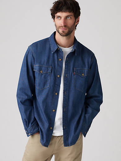 

Рубашка свободного кроя в стиле вестерн Levi's, цвет Indigo Rinse - Dark Wash