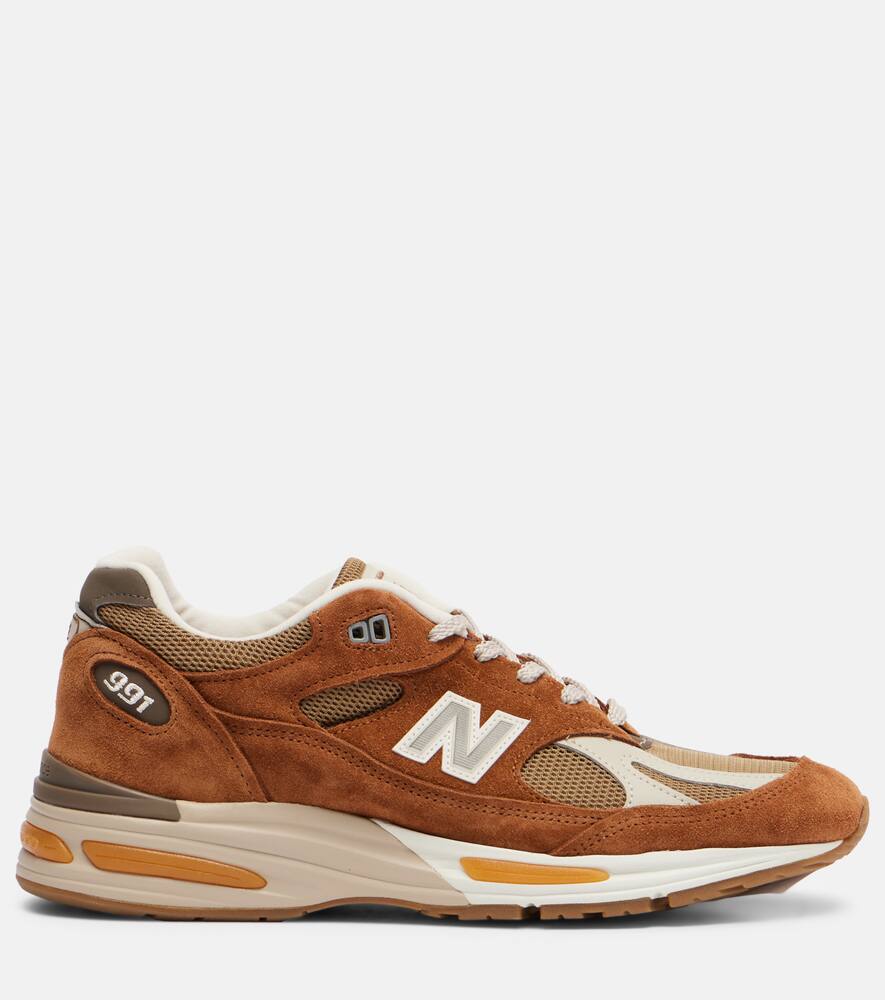 Кроссовки 991V2 с отделкой из замши Made In UK New Balance, Brown (225) — фото 4