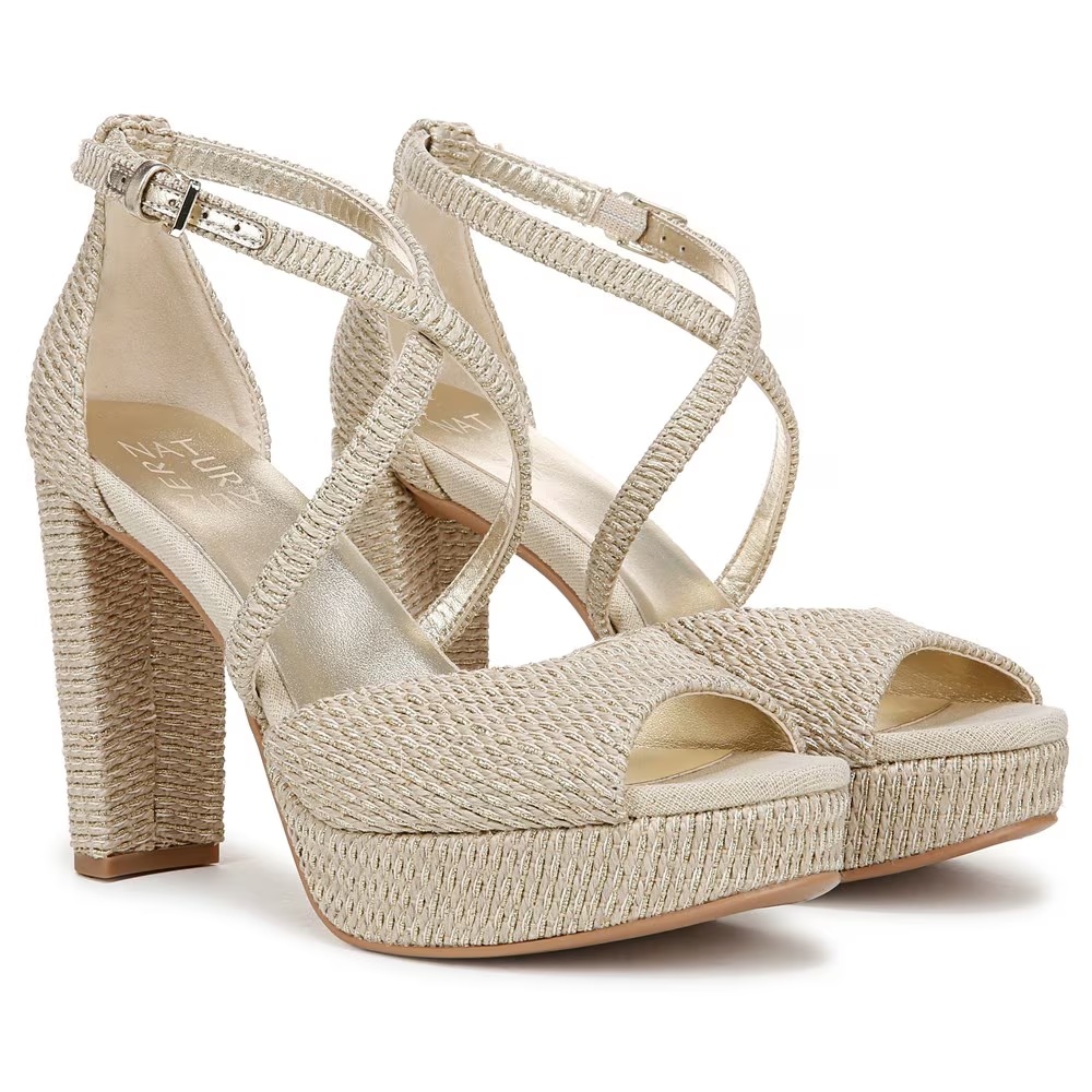 Женские босоножки Melody dress sandal Naturalizer, светло-коричневый металлизированный плетеный текстиль