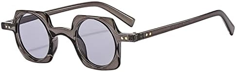 

Ретро маленькие квадратные солнцезащитные очки для женщин, модные прозрачные круглые линзы цвета океана, мужские панк-очки с заклепками, солнцезащитные очки UV400 MTZJH, Gray Light Gray