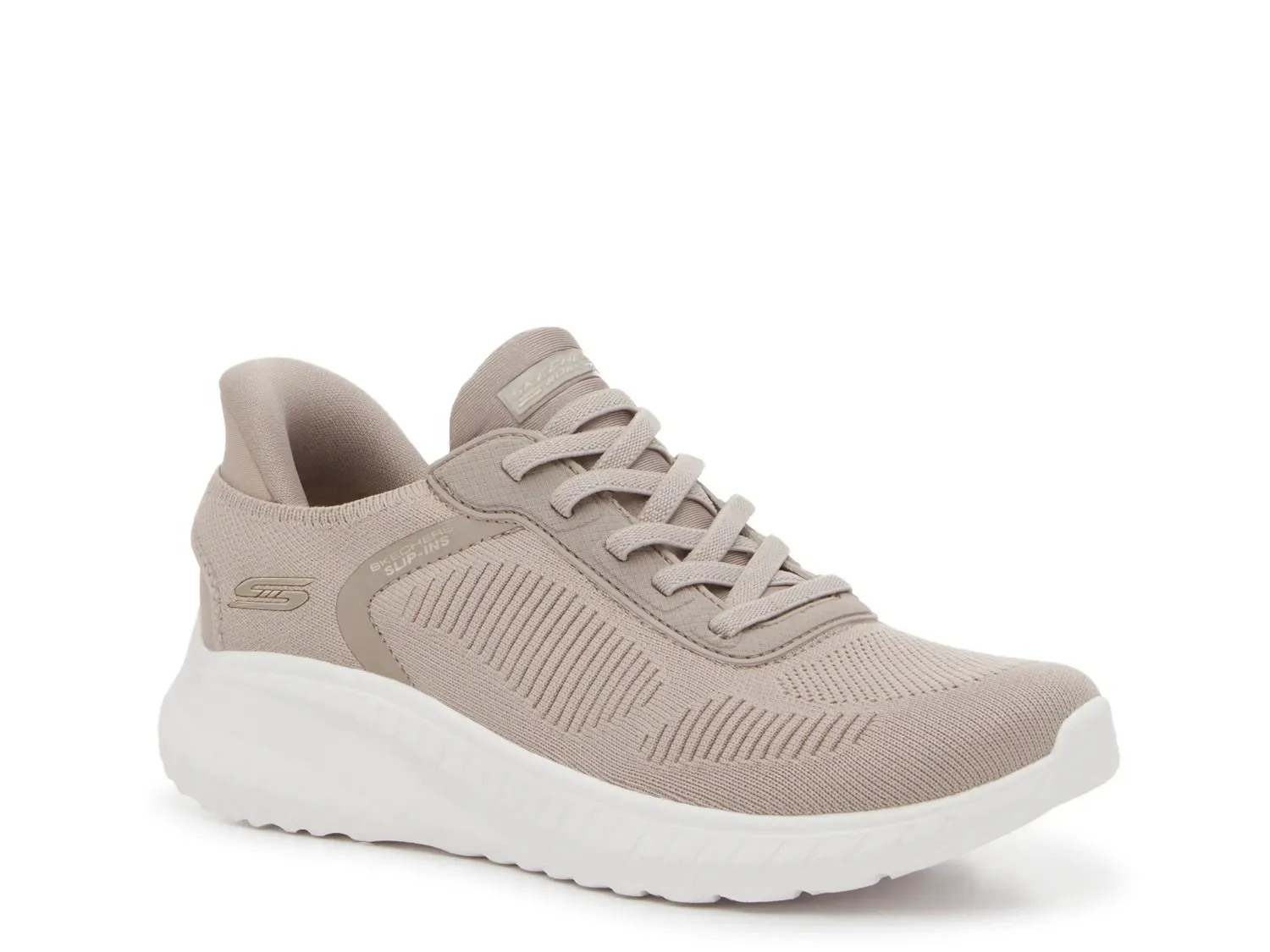 Кроссовки Skechers Hands Free: кроссовки BOBS Sport Squad Chaos Slip-On — женские, серо-коричневые
