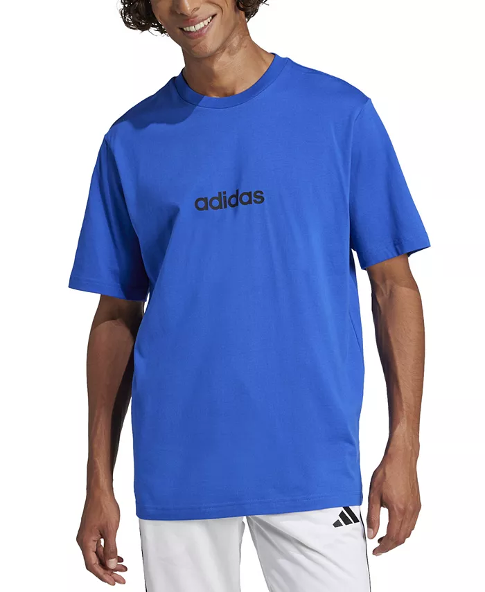 

Мужская футболка Essentials Regular-Fit с линейным логотипом Adidas, синий