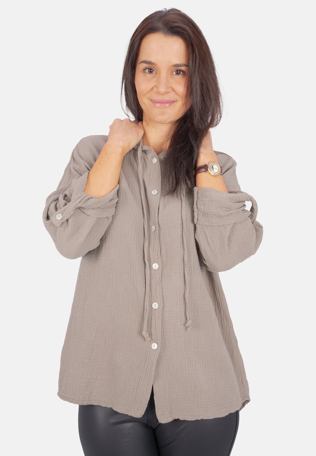 

Блузка на пуговицах CAMILA MUSSELIN OVERSIZED Seasons of April, серо-коричневый