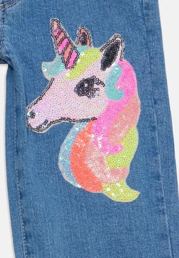 Эксклюзивные детские брюки-единороги, джинсы прямого кроя Billieblush, Denim Blue — фото 3