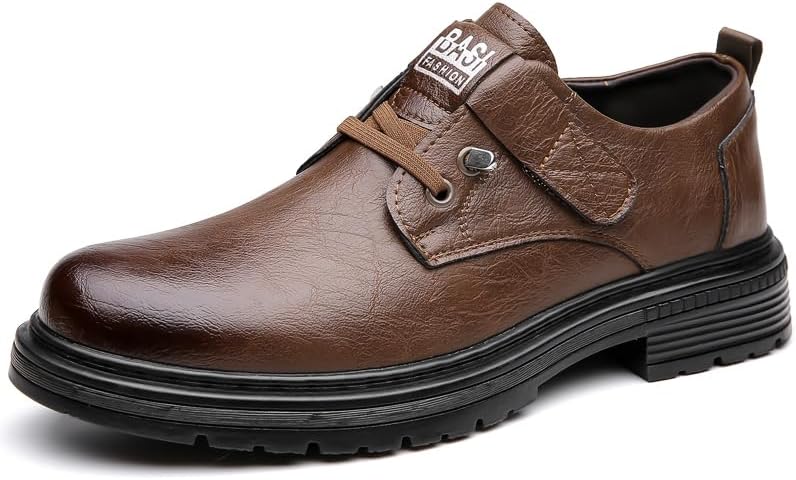 

Мужские повседневные туфли с круглым носком, толстой подошвой и регулируемой шнуровкой, модные низкие кожаные туфли, подходящие для свадьбы, бизнеса, офиса и официальных мероприятий Igzbibg, коричневый