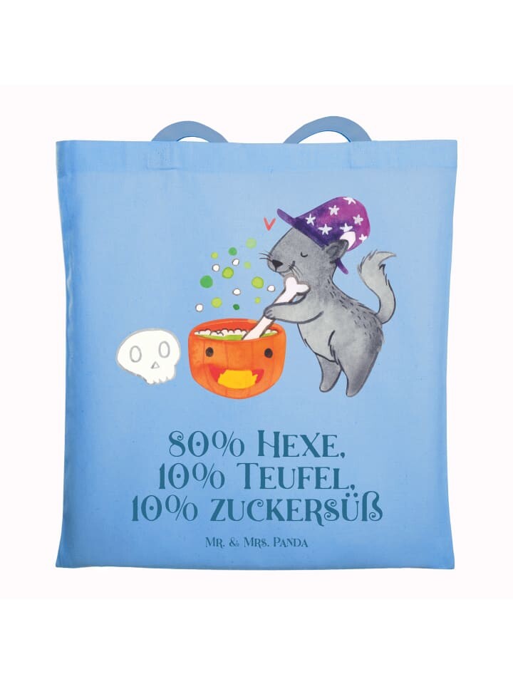 

Сумка Mr. & Mrs. Panda Tragetasche Kater Hexenkessel mit Spruch, небесно-синий