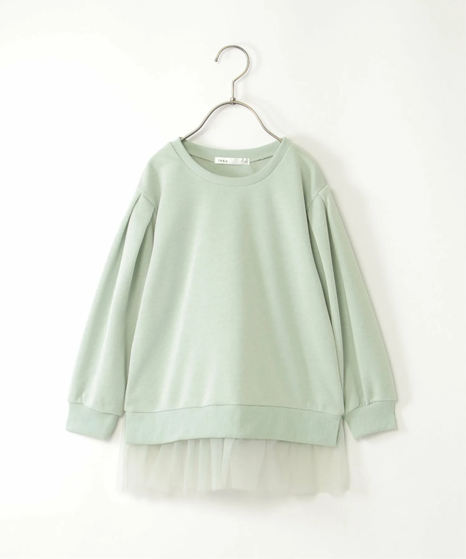 Мини-флисовый пуловер на подкладке из тюля (120-160 см) Ikka, Mint green — фото 2