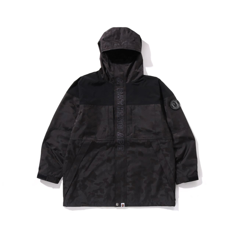 

A BATHING APE Сплошной камуфляжный жаккардовый длинный плащ, Black BKX