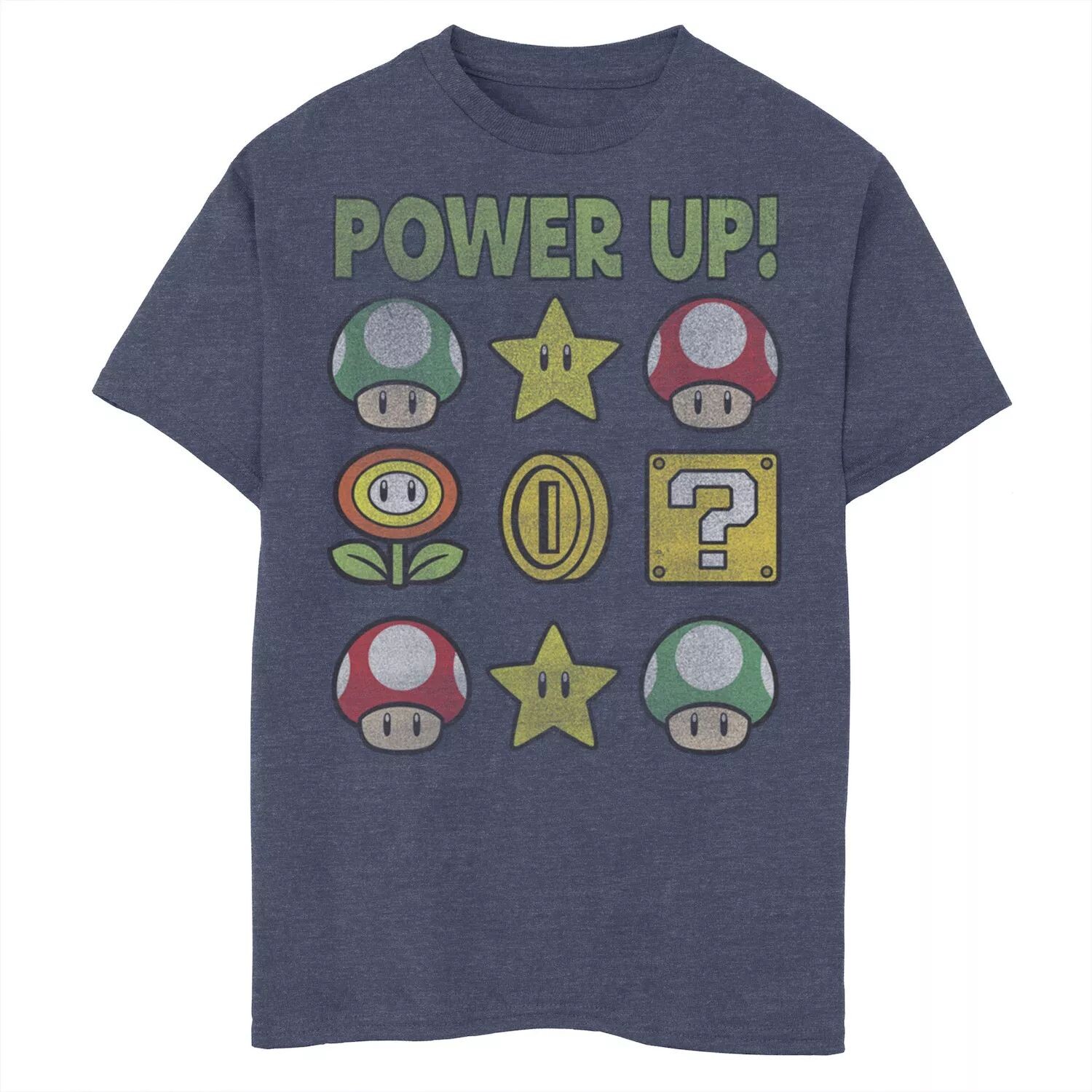 

Винтажная футболка с рисунком Nintendo Super Mario Power Up Items для мальчиков 8–20 лет Licensed Character