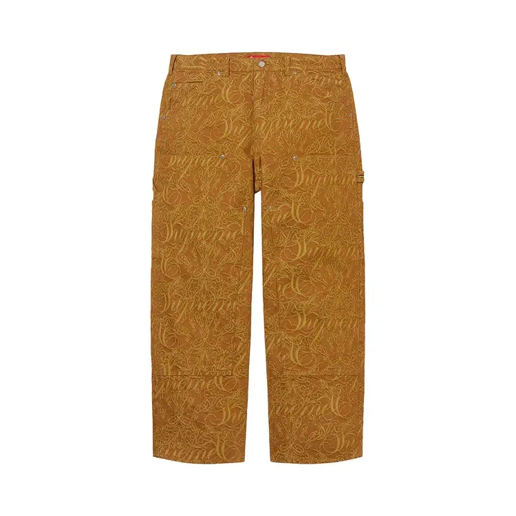 Брюки Supreme Script Jacquard Double Knee Denim Painter Pant 'Brown'