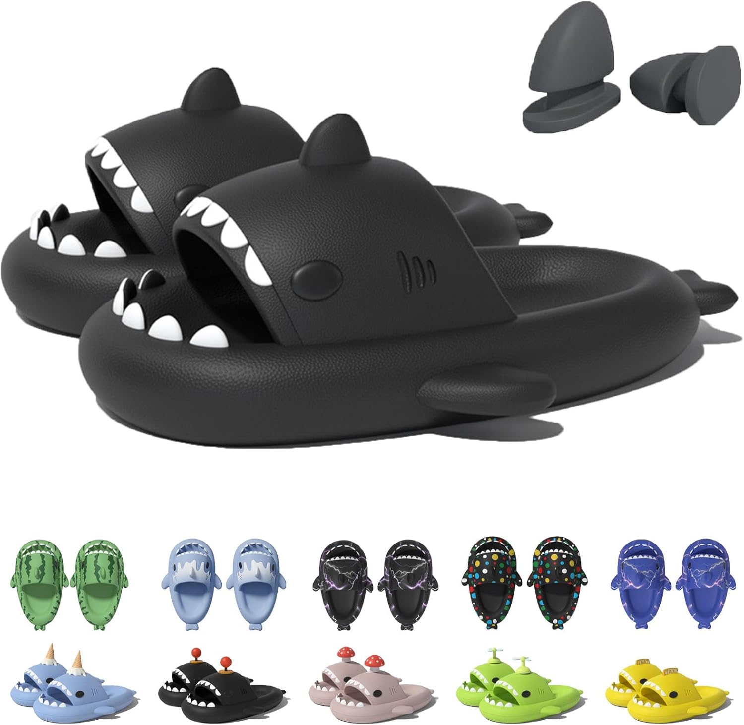 

Шлепанцы в форме акулы в рожке мороженого Jfxgjuv, черный