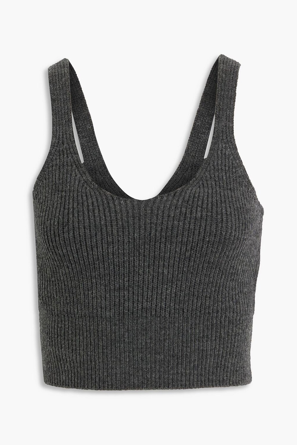 

Укороченный топ из смесовой шерсти в рубчик ALEXANDERWANG.T, серый