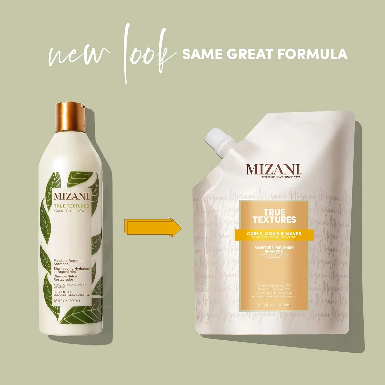 Шампунь Mizani True Textures Moisture Replenish с кокосовым маслом и набором для пополнения, увлажняет и разглаживает, без сульфатов, для вьющихся волос, 1 л и 500 мл — фото 2