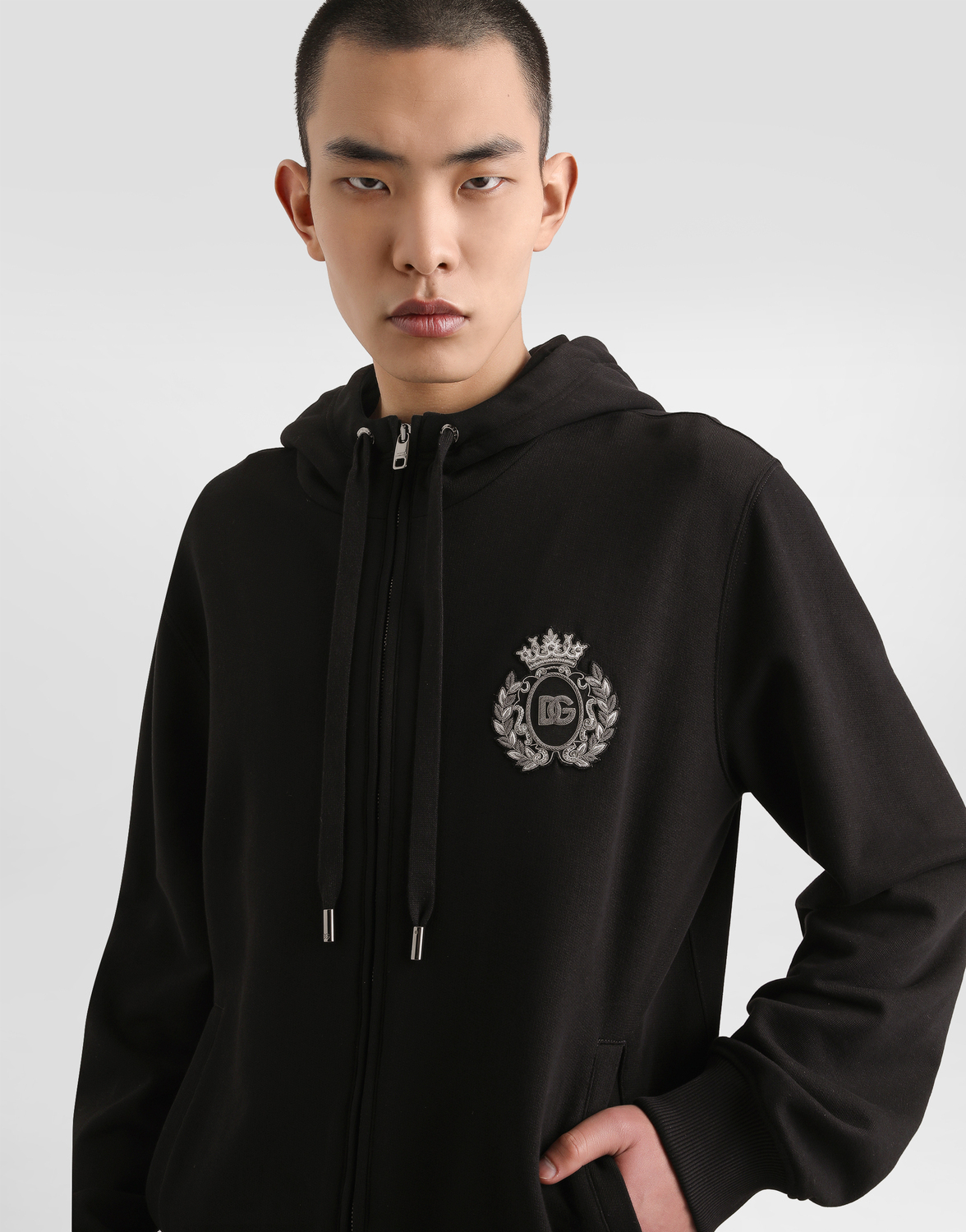 Толстовка Dolce & Gabbana Cotton Heraldic Patch, черный — фото 4