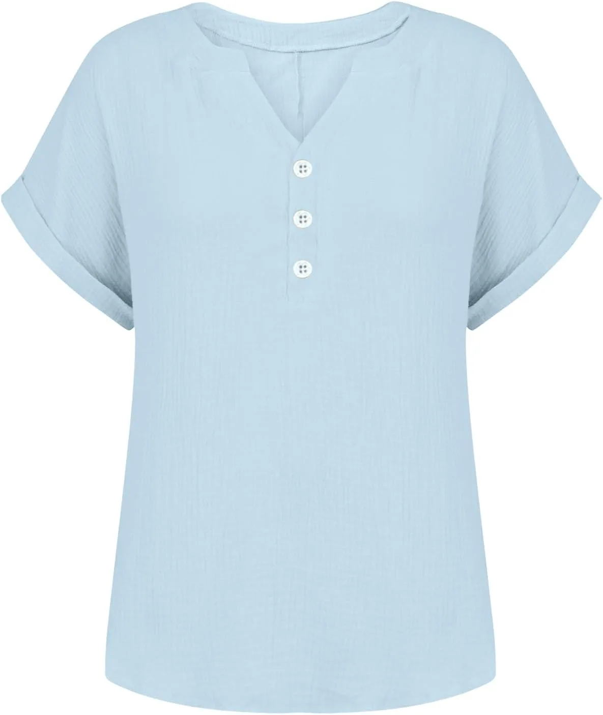 Мужская льняная рубашка Casual Button Down V Neck T Shirt Regular Fit — фото 3