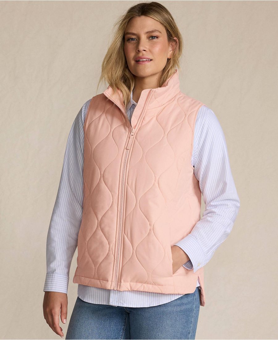 

Женский утепленный стеганый жилет FeatherFree Onion для невысоких женщин Lands' End, Soft mineral blush