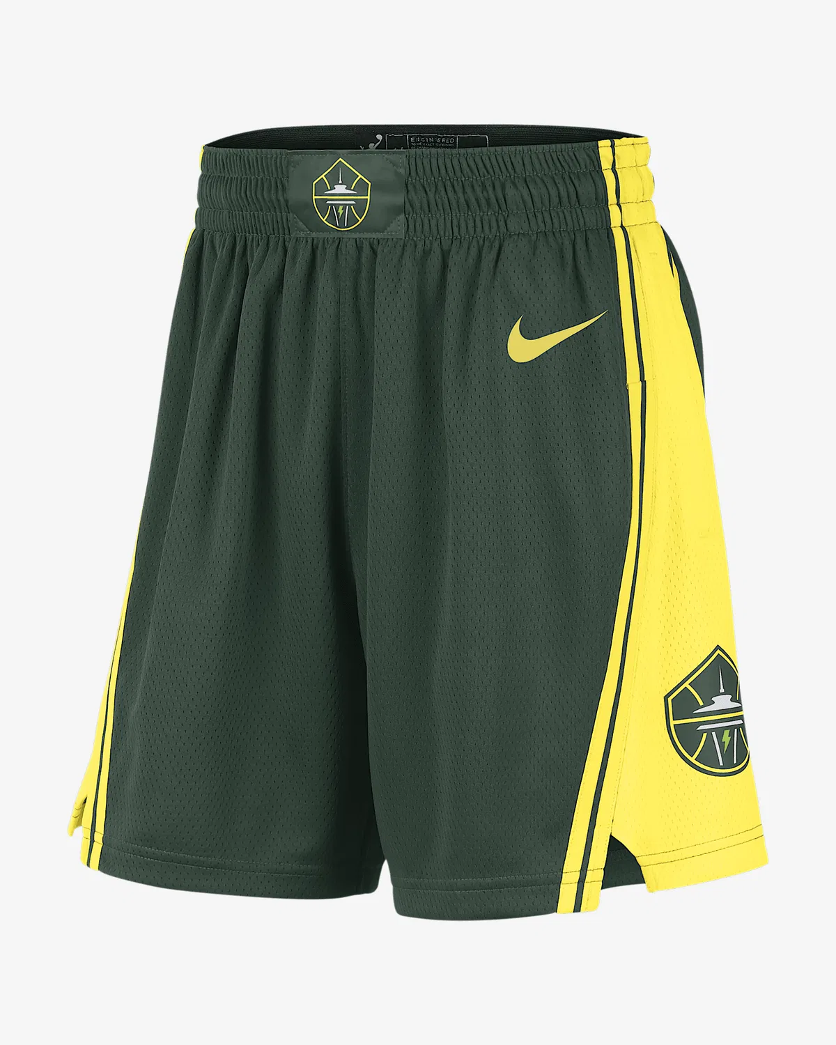 Женские шорты Nike Dri-FIT WNBA Victory Seattle Storm 2025 Explorer Edition, Fir/Yellow Strike/Yellow Strike