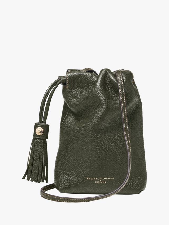 

Hudson Small Grain Milled Pebble Leather сумка через плечо с кулиской Aspinal of London, Green