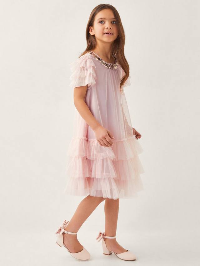 

Детское платье Alexandria с ярусами Monsoon, Pale Pink