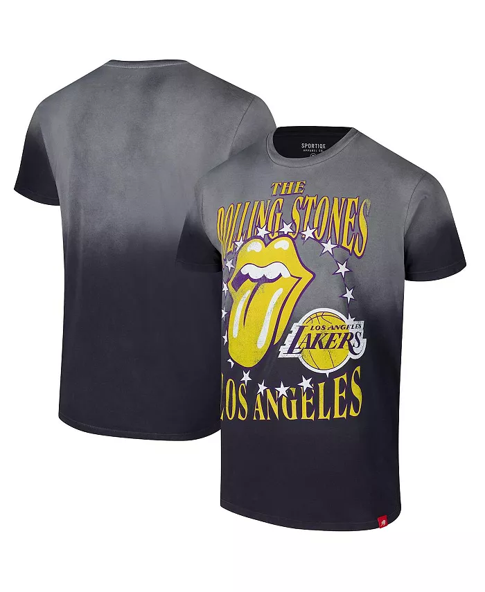 

Мужская и женская серая футболка Rolling Stones x Los Angeles Lakers Bingham Collab Sportiqe