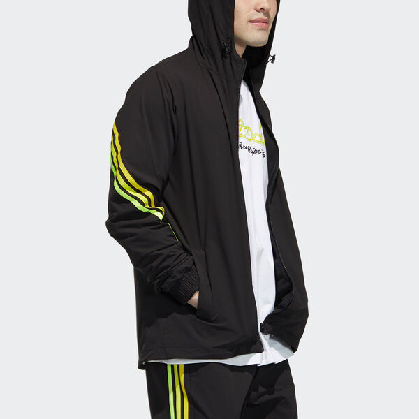Куртка adidas neo M Fav 3s Wb 2 Stripe Sports hooded Logo Jacket Black, мультиколор — фото 4