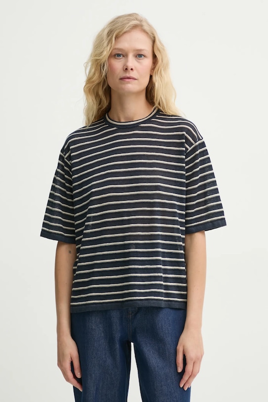 

Льняная футболка Theory, темно-синий