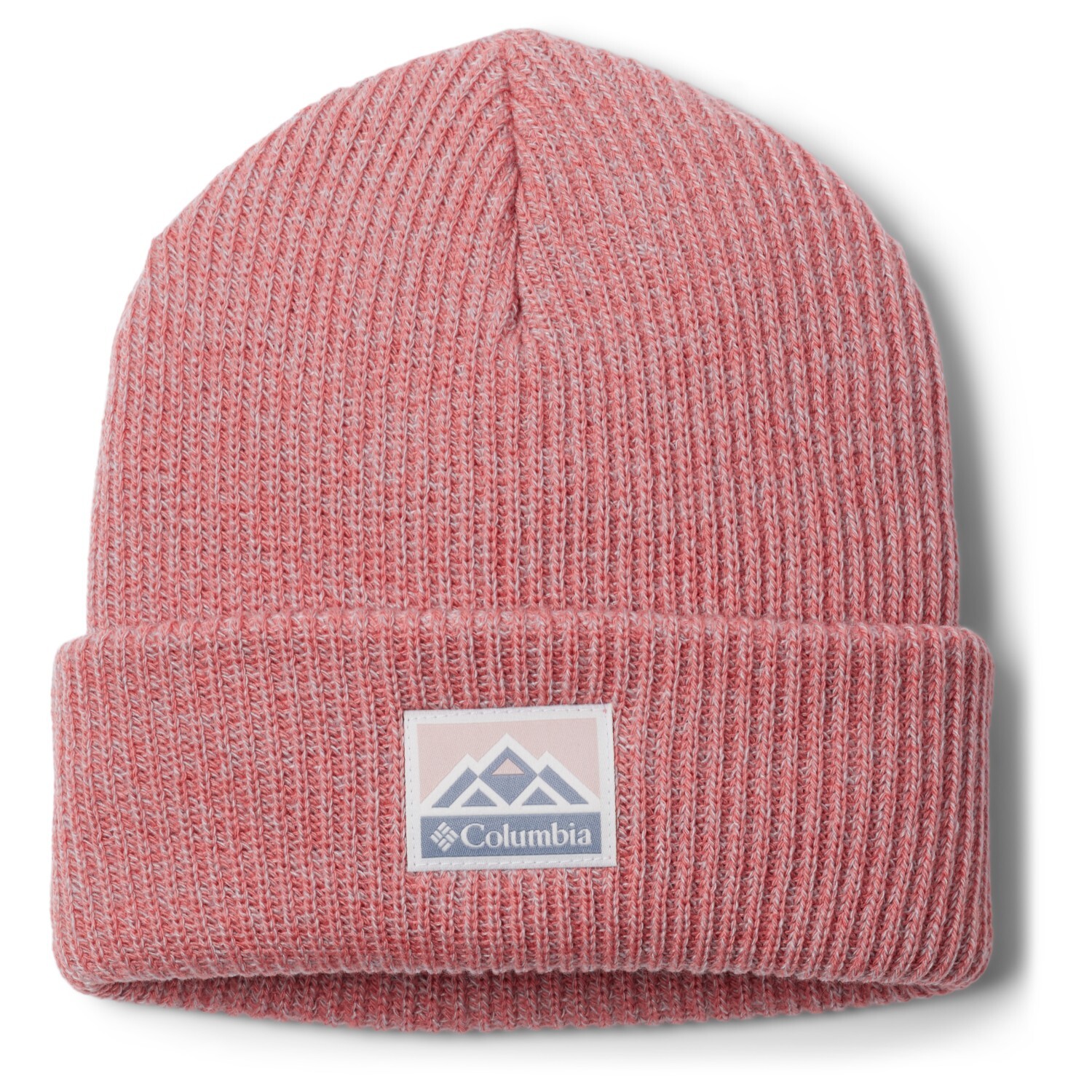 

Шапка Columbia Whirlibird Cuffed Beanie, цвет Pink Agave/Cirrus Grey Marled/Mountains
