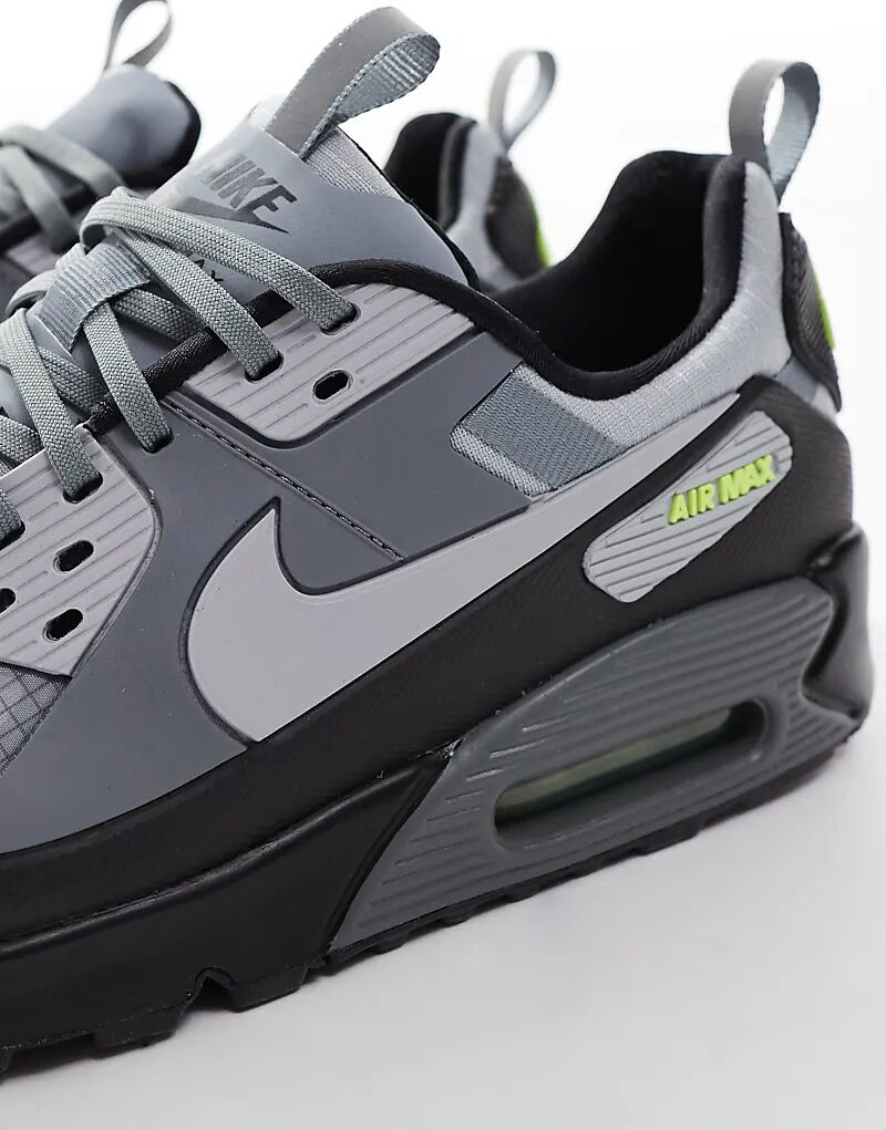 Кроссовки Nike Air Max 90 Drift серого, черного и зеленого цветов — фото 2