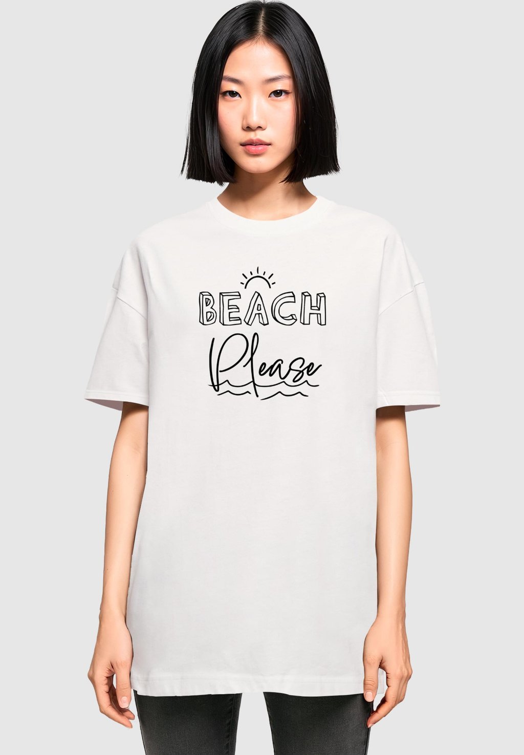 

Футболка с принтом BEACH PLEASE BOYFRIEND Merchcode, белый