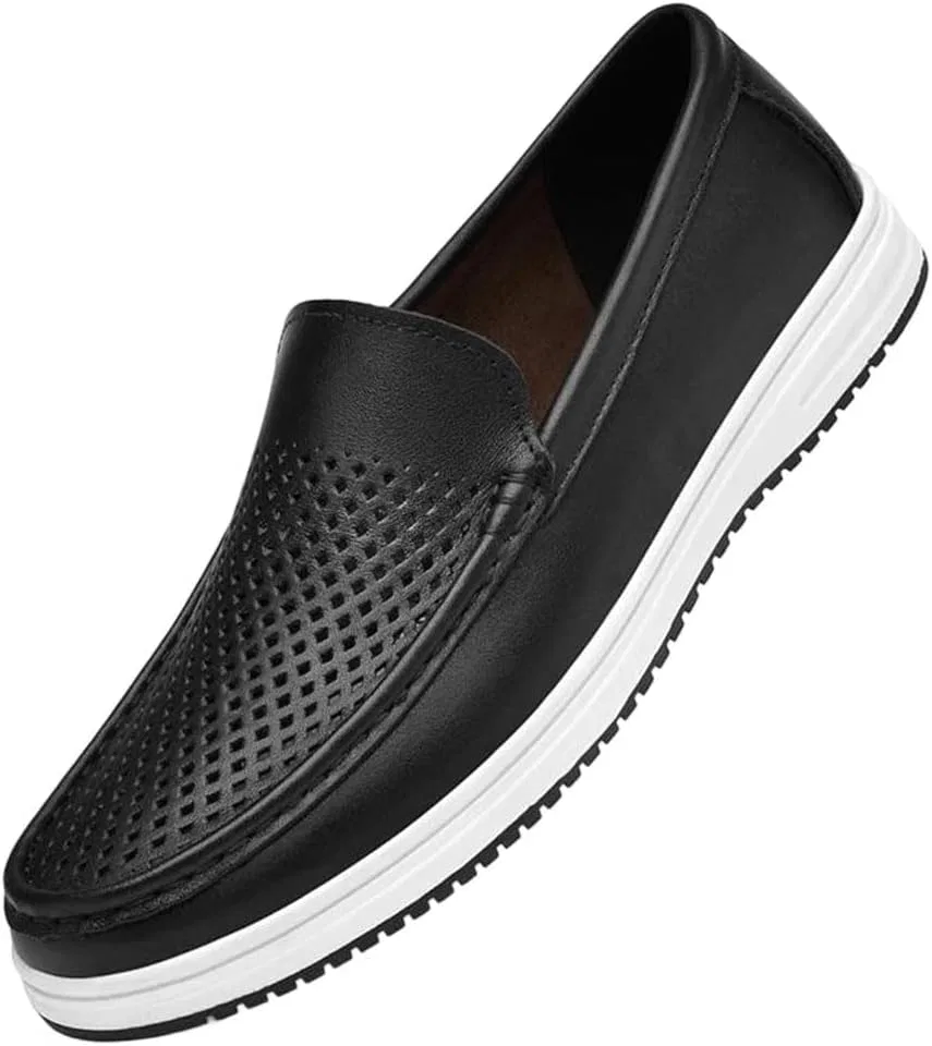 Лоферы кожаные Men Genuine Leather Casual Loafers, черный