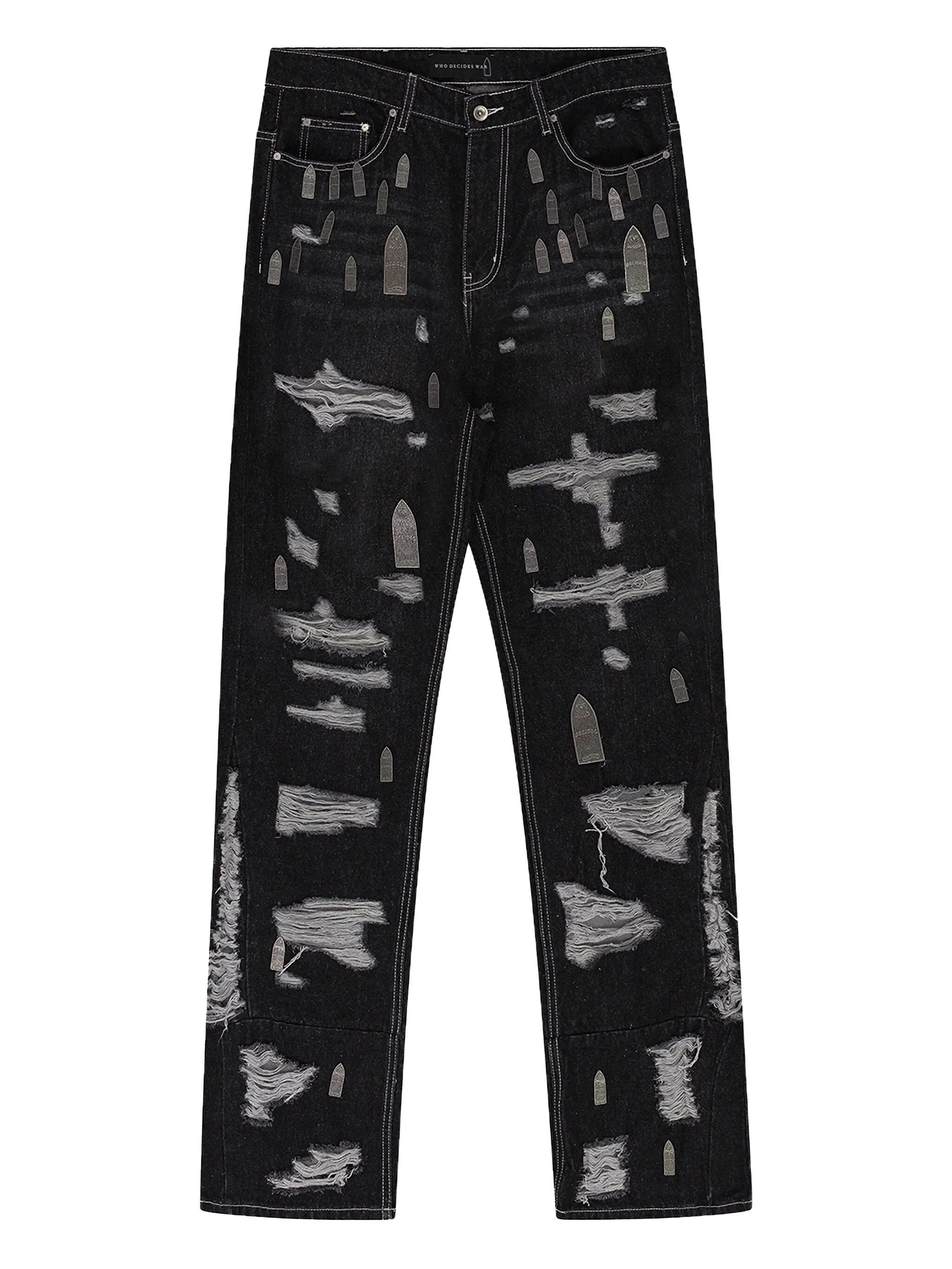 

Джинсы с эффектом потертости Who Decides War, черный