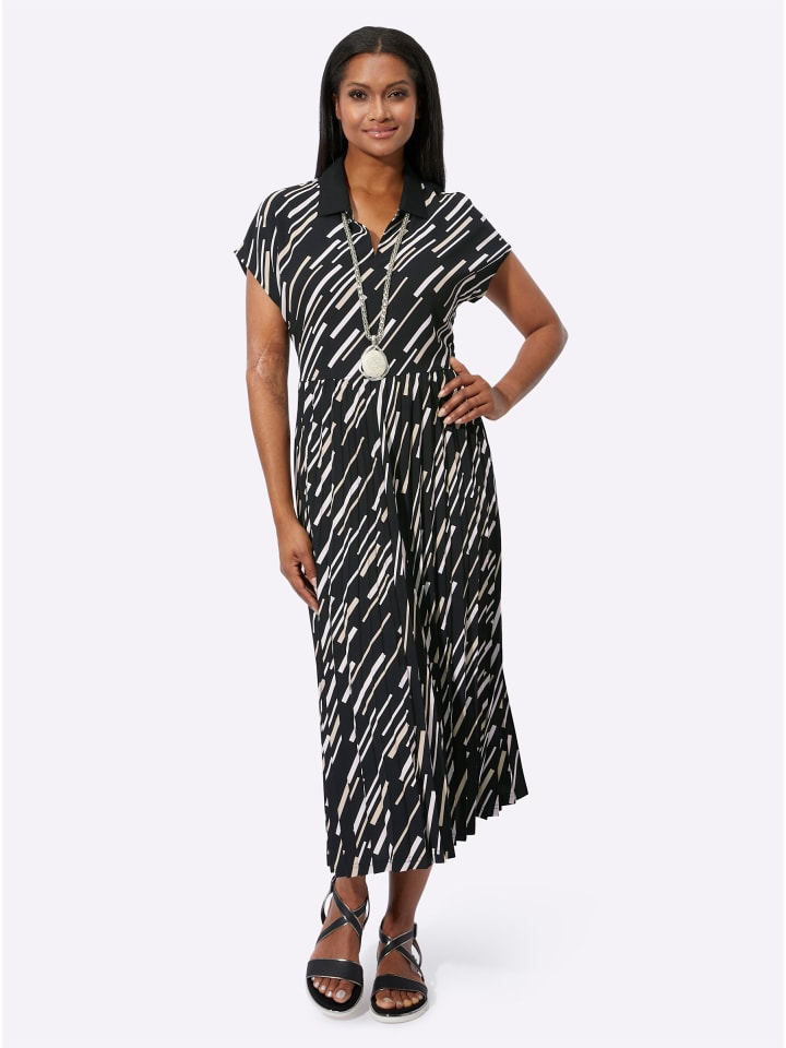 

WITT WEIDEN Плиссированное платье с принтом в черно-песочных тонах