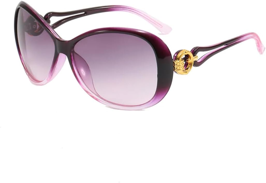 

Модные ретро-солнцезащитные очки с градиентным овальным рисунком для женщин, с яркой оправой, для отдыха, уличной стрельбы, мужские, с защитой от УФ-излучения UV400 UATXTAU, Purple Grey Pink