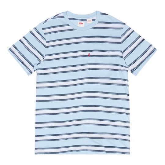

Футболка Men's Levis Loose Round Neck Stripe Short Sleeve Blue T-Shirt, синий