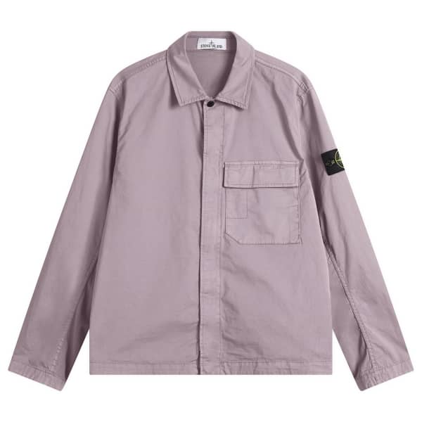 

Рубашка-куртка из органического хлопкового твила Stone Island, фиолетовый серый