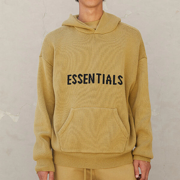 Толстовка Fear of God Essentials FW21 Knit Pullover Logo Hoodie 'Amber', цвет tan — фото 3