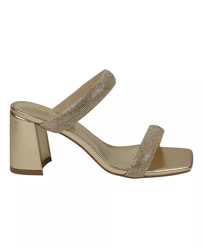 Женские босоножки Luella на каблуке с двумя ремешками и украшением GC Shoes, желтый — фото 2
