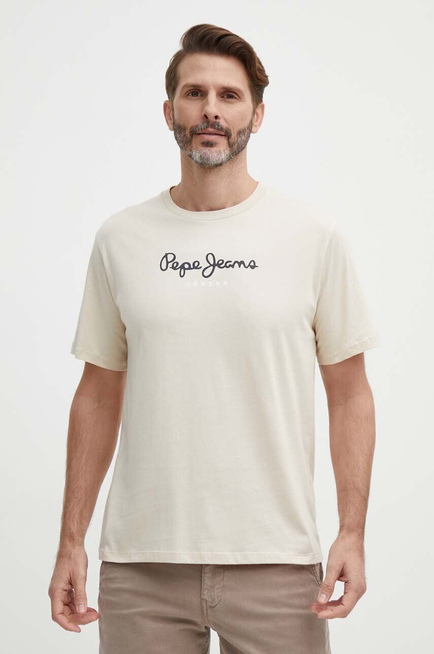 

Хлопковая футболка Pepe Jeans Eggo, бежевый