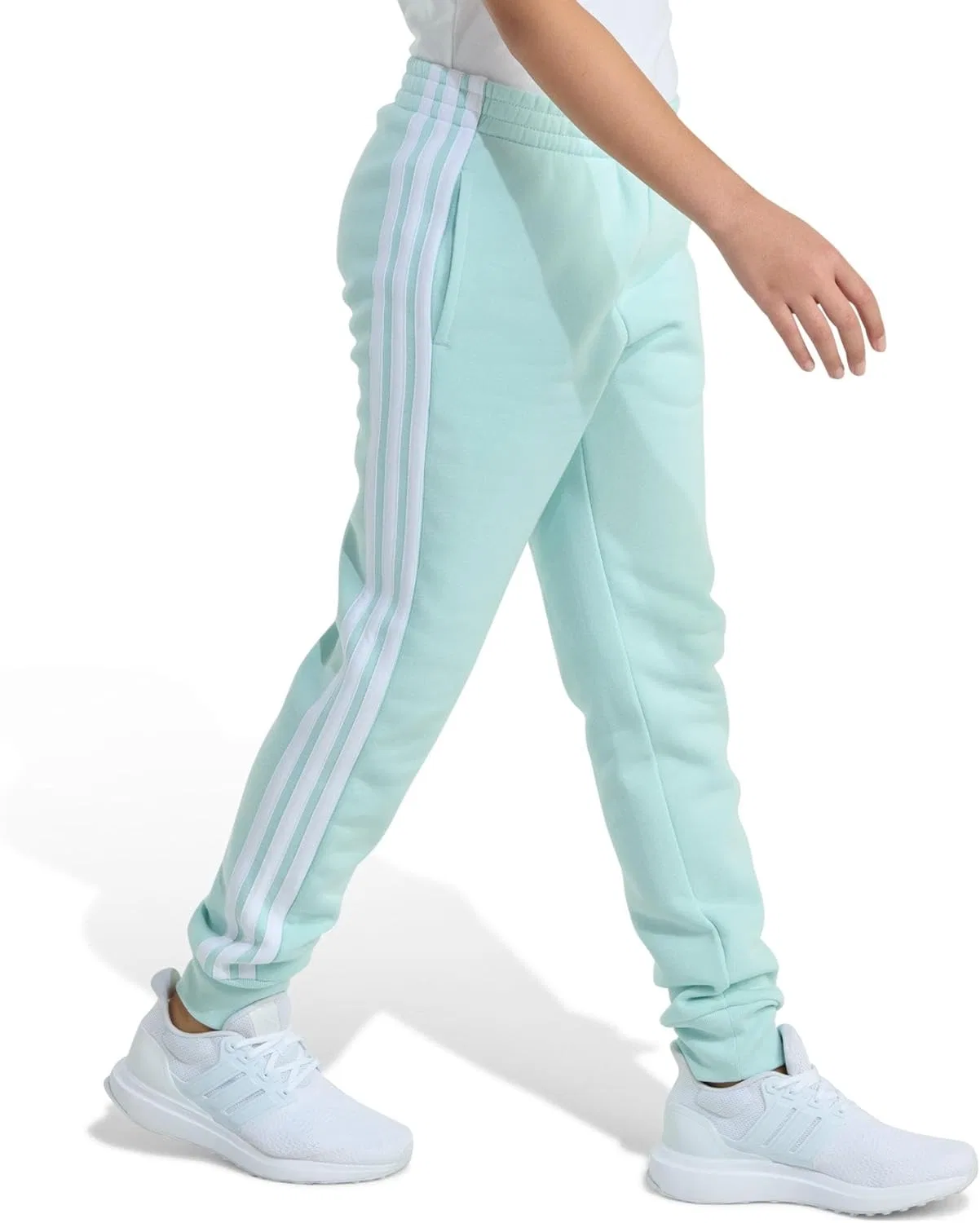 Детские флисовые спортивные брюки Adidas с тремя полосками, Halo Mint — фото 2