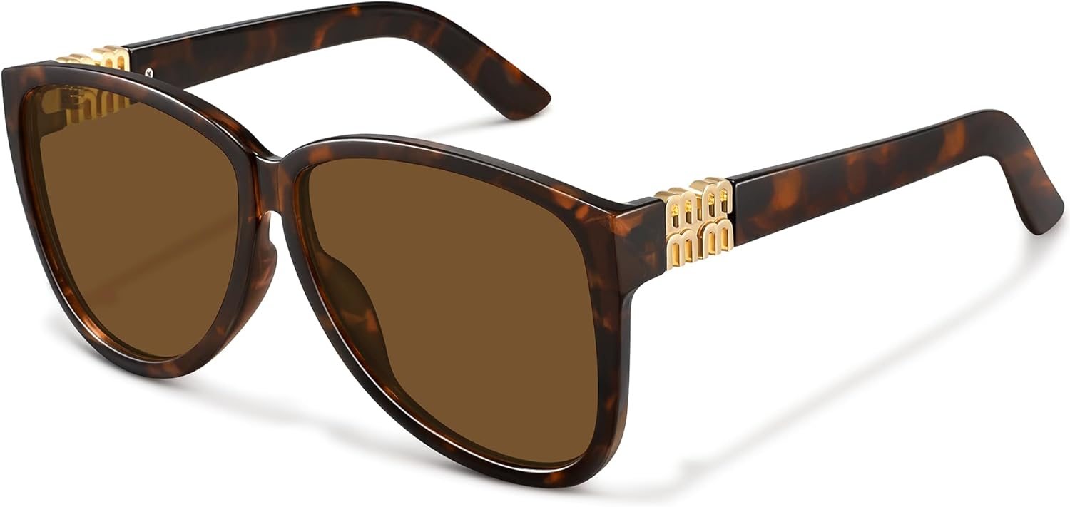 

Модные большие солнцезащитные очки для женщин в стиле ретро, ​​массивные квадратные солнцезащитные очки-бабочки с защитой от УФ-излучения Fozono, Tortoise Frame/Brown Lens